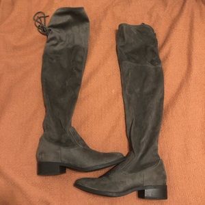 Lexi and Abbie Grey Over the Knee Boots